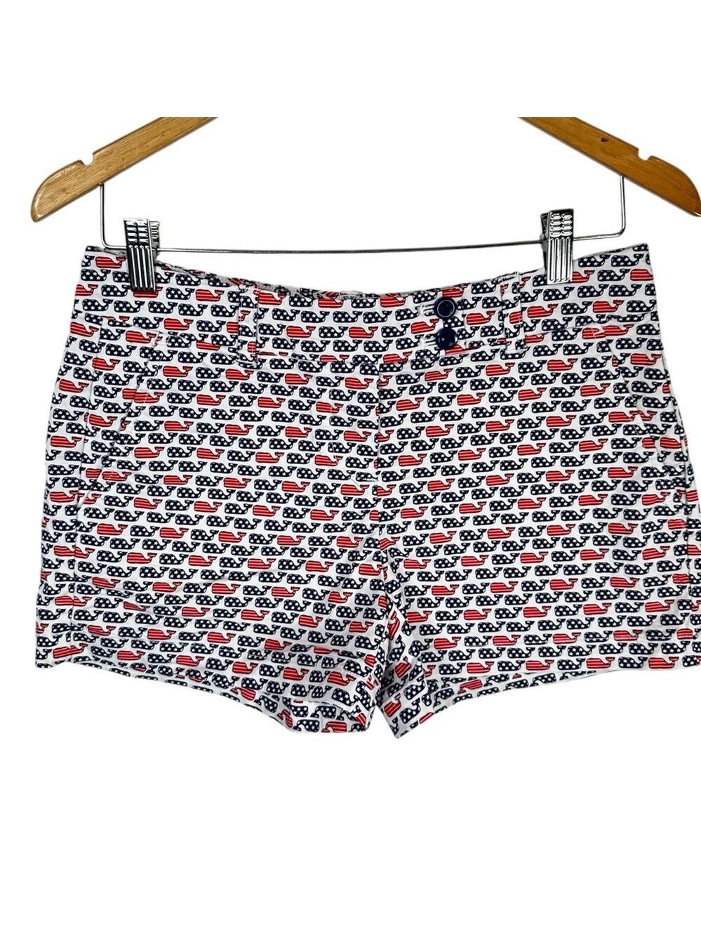 Vineyard Vines American Flag Stylish Patterned Shorts Women's Size 0 Patriotic